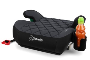 FOTELIK SAMOCHODOWY PODKŁADKA SIEDZISKO Z ISOFIX CZARNO-SZARY PIKOWANY R129 125-150 CM