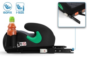 FOTELIK SAMOCHODOWY PODKŁADKA SIEDZISKO Z ISOFIX CZARNO-SZARY PIKOWANY R129 125-150 CM