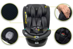 FOTELIK SAMOCHODOWY OBROTOWY LEONARDO 360° CZARNY 40-150 CM i-Size R129 + ISOFIX