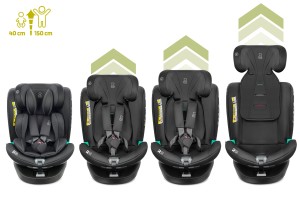 FOTELIK SAMOCHODOWY OBROTOWY LEONARDO 360° CZARNY 40-150 CM i-Size R129 + ISOFIX