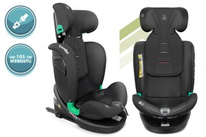 FOTELIK SAMOCHODOWY OBROTOWY LEONARDO 360° CZARNY 40-150 CM i-Size R129 + ISOFIX
