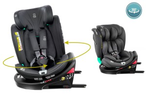 FOTELIK SAMOCHODOWY OBROTOWY LEONARDO 360° CZARNY 40-150 CM i-Size R129 + ISOFIX
