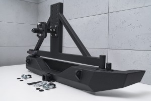 JEEP WRANGLER JL 2018+ ZDERZAK TYLNY SZEROKI Z ZAWIESIEM KOŁA ZAPASOWEGO I ADAPTEREM KAMERY COFANIA