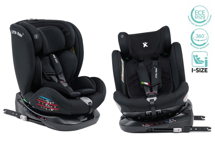 FOTELIK SAMOCHODOWY OBROTOWY ALEXANDER 360° CZARNY 40-150 CM i-Size R129 + ISOFIX