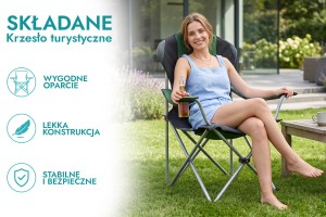 SKŁADANE KRZESŁO TURYSTYCZNE CZARNO-ZIELONE