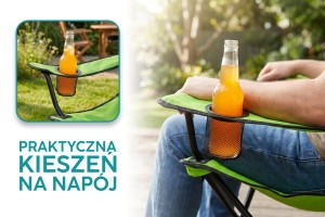 SKŁADANE KRZESŁO TURYSTYCZNE Z OPARCIEM ZIELONE