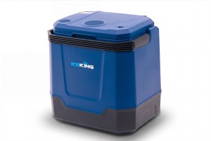 LODÓWKA TURYSTYCZNA IK-17-35L 35 L Z FUNKCJĄ GRZANIA DO +65° 12V USB 5V GŁOŚNIK BLUETOOTH NIEBIESKA + GRATIS